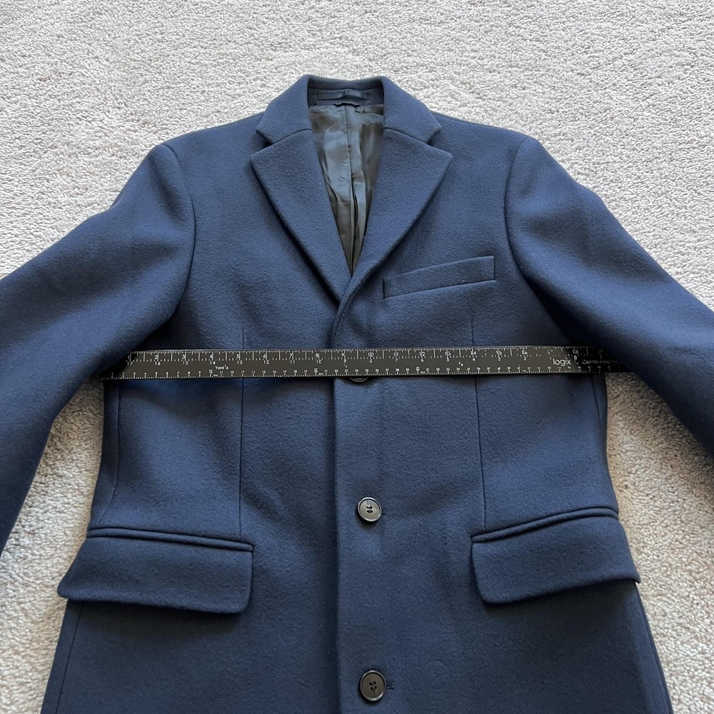 Acne Studios Garret Wool Overcoat Mens 46 Navy Blue Single Breasted Lined - Picture 10 of 15